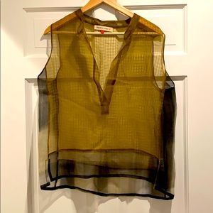 Green and black sheer designer top